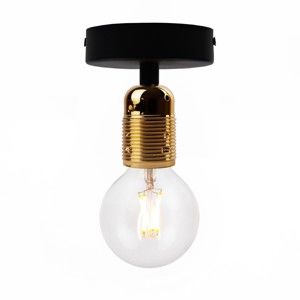Czarna lampa sufitowa z oprawką żarówki w kolorze złota Bulb Attack Uno Basic