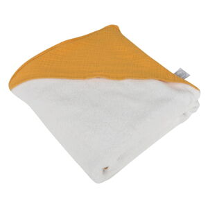 Żółty muślinowy ręcznik dziecięcy z kapturem 75x75 cm – Bébé Douceur