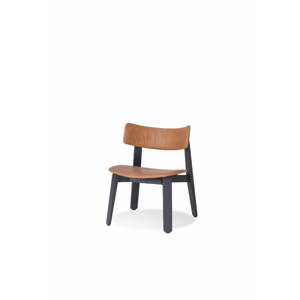 Czarne krzesło do jadalni z drewna dębowego ze skórzanym siedziskiem Gazzda Nora