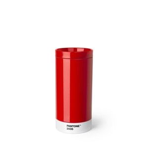 Czerwony kubek podróżny ze stali nierdzewnej Pantone, 430 ml