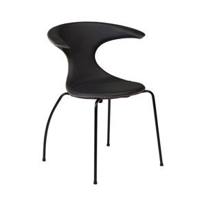 Czarne krzesło skórzane z metalowymi nogami DAN–FORM Flair
