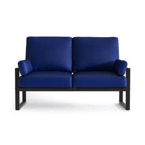 Niebieska 2-osobowa sofa ogrodowa z podłokietnikami Marie Claire Home Angie