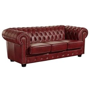 Czerwona skórzana sofa Max Winzer Norwin, 200 cm