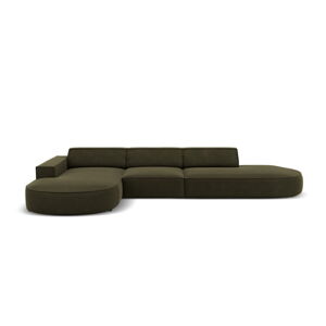 Zielona aksamitna sofa narożna (lewy narożnik) Jodie - Micadoni Home