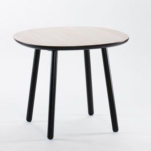 Czarno-biały stół do jadalni z litego drewna EMKO Naïve, 90 cm