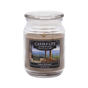 Świeczka w szkle o zapachu drewnianej chatki Candle-Lite, 110 h