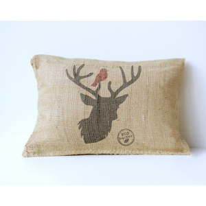 Poszewka na poduszkę z juty Surdic Deer & Bird, 50x35 cm
