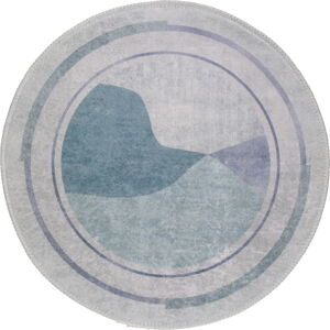 Niebieski/kremowy okrągły dywan odpowiedni do prania ø 120 cm Yuvarlak – Vitaus