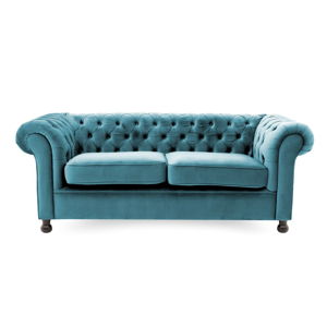Niebieska sofa trzyosobowa Vivonita Chesterfield