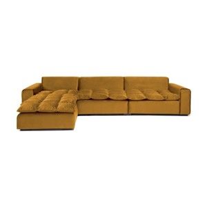 Musztardowa lewostronna 3-osobowa sofa narożna Vivonita Cloud Mustard