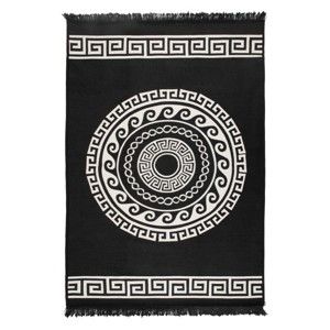 Beżowo-czarny dywan dwustronny Mandala, 160x250 cm