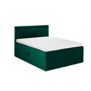 Zielone aksamitne łóżko 2-osobowe Mazzini Beds Yucca, 160x200 cm