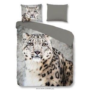 Pościel jednoosobowa z bawełny Good Morning Premento Snow Leopard, 140x200 cm