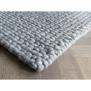 Stalowoszary pleciony dywan wełniany Wooldot Ball Rugs, 100x150 cm