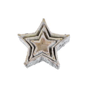 Zestaw 3 drewnianych osłonek/misek w kształcie gwiazdy Ego Dekor