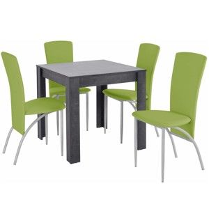 Komplet stołu i 4 zielonych krzeseł Støraa Lori Nevada Duro Slate Green