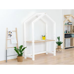 Białe drewniane biurko w kształcie domku Benlemi Stolly, 97 x 39 cm