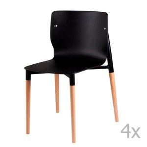 Zestaw 4 czarnych krzeseł z drewnianymi nogami sømcasa Alisia