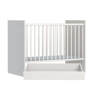 Białe łóżeczko dziecięce z listwą chroniącą przed gryzieniem i schowkiem FAKTUM Eco Line, 120x60 cm