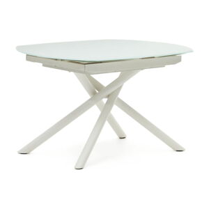 Biały rozkładany stół ze szklanym blatem 100x130 cm Yodalia – Kave Home