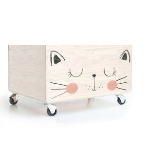 Pojemnik drewniany na kółkach Little Nice Things Cat