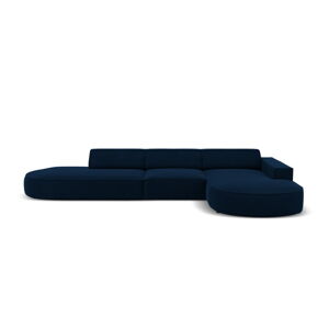 Niebieska aksamitna sofa narożna (prawy narożnik) Jodie - Micadoni Home