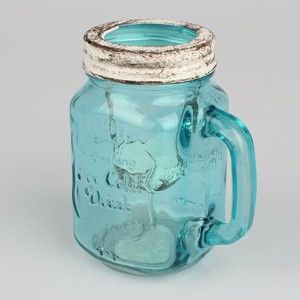 Niebieski szklany świecznik Dakls Jug
