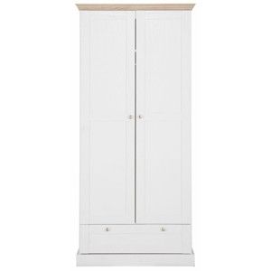 Biała szafa 2-drzwiowa z dębowym dekorem i szufladą Støraa Bruce