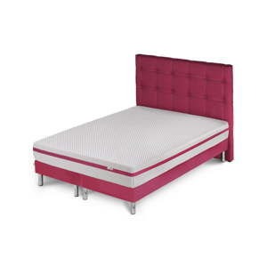 Różowe łóżko z materacem i podwójnym boxspringiem Stella Cadente Pluton Saches, 180x200 cm