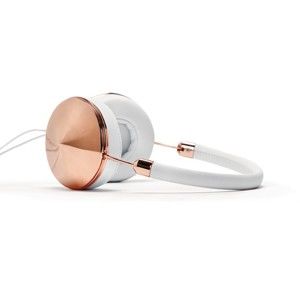 Białe słuchawki z detalami w barwie różowego złota Frends Taylor