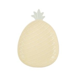Żółta ceramiczna taca do serwowania w kształcie ananasa Tantitoni Pina, 30,5x22,5 cm