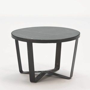 Czarny stolik z marmurowym blatem Thai Natura, ⌀ 70 cm