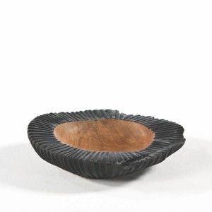 Czarna miska z drewna i ceramiki Thai Natura, Ø 30 cm