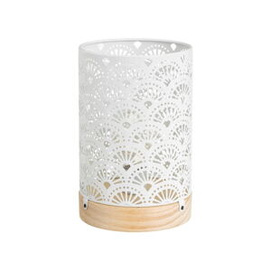 Biała lampa stołowa z metalowym kloszem (wys. 20 cm) – Casa Selección