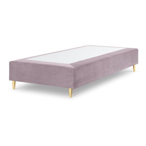Fioletowe aksamitne łóżko jednoosobowe Milo Casa Lia, 90x200 cm
