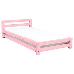 Różowe łóżko 1-osobowe z drewna świerkowego Benlemi Single, 80x200 cm