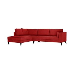 Czerwona lewostronna sofa z czarnymi detalami Stella Cadente Maison Atalaia