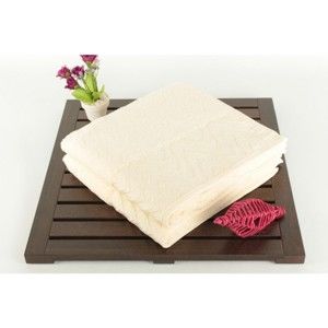 Zestaw 2 kremowych ręczników kąpielowych ze 100% bawełny Kalp, 50x90 cm
