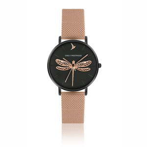 Zegarek damski z paskiem ze stali nierdzewnej w barwie różowego złota Emily Westwood Dragonfly