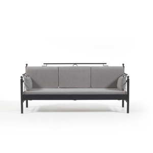 Szara 3-osobowa sofa ogrodowa Halkus, 76x209 cm