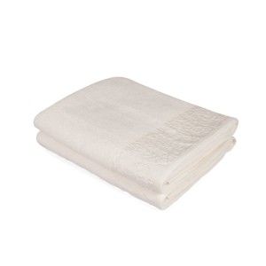 Zestaw 2 beżowych ręczników z czystej bawełny Viola, 90x150 cm