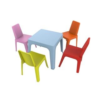 Dziecięcy komplet ogrodowy 1 niebieskiego stolika i 4 krzesełek Resol Julieta