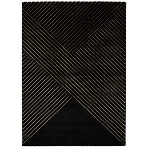 Czarny dywan Universal Gold Stripes, 160x230 cm