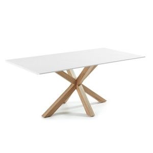 Stół do jadalni z białym blatem i drewnianymi nogami La Forma Arya, 90x160 cm