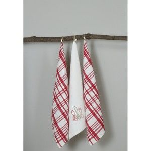 Komplet 3 czerwono-białych ścierek kuchennych My Home Plus Fork, 50x70 cm