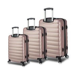 Zestaw 3 różowych walizek na kółkach z USB My Valice RESSO Travel Set