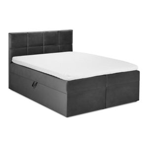 Ciemnoszare aksamitne łóżko 2-osobowe Mazzini Beds Mimicry, 180x200 cm