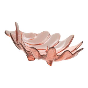 Różowa miska ze szkła z recyklingu Mauro Ferretti Leaf, 33x20 cm