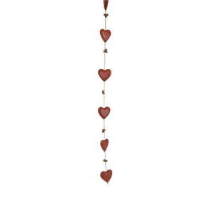 Girlanda z 5 serduszkami Antic Line Bells & Hearts Red