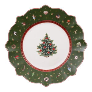 Zielony porcelanowy talerz z motywem świątecznym Villeroy & Boch, ø 24 cm